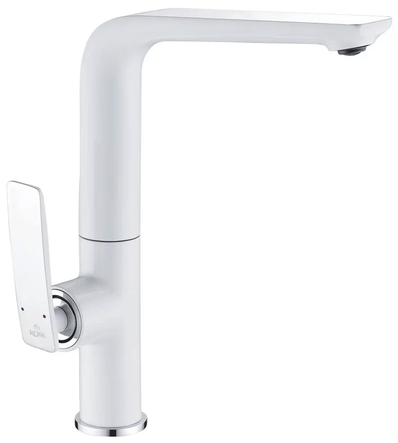 Изображение товара Кухонный смеситель Rose R27F белый с вращающимся изливом и керамическим картриджем