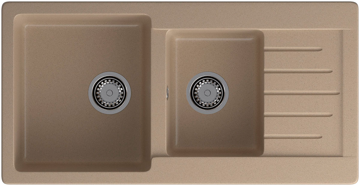 

Кухонная мойка GranFest PRACTIK 980KL, 2 чаши+крыло, 980x510 мм, песочный (P-980KL песочный)