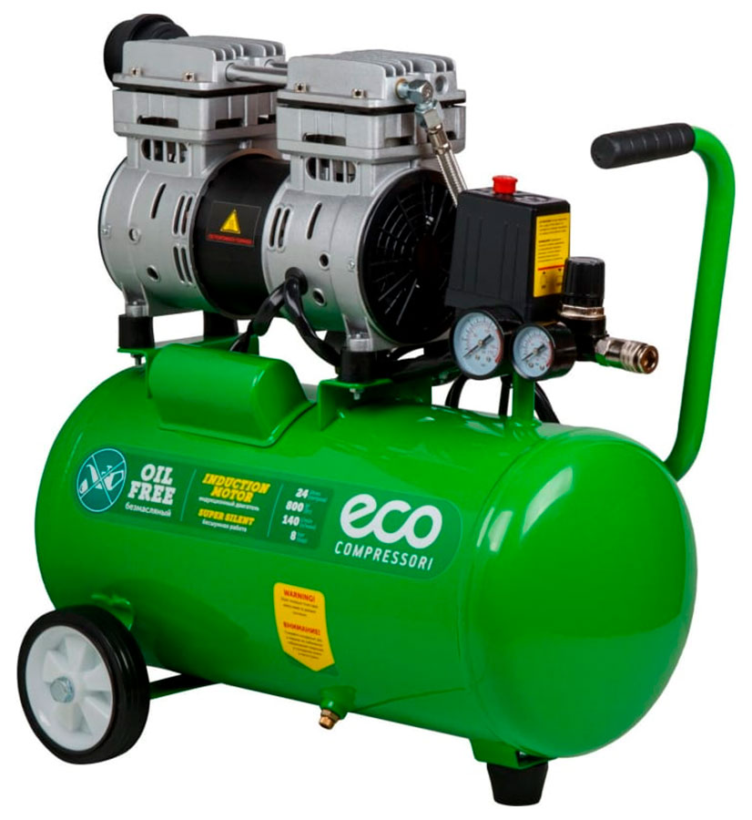 Изображение товара Компрессор Eco AE-25-OF1, 140 л/мин, 8 атм, коаксиальный безмасляный ресивер, 24 л, 220 В, 0.8 кВт