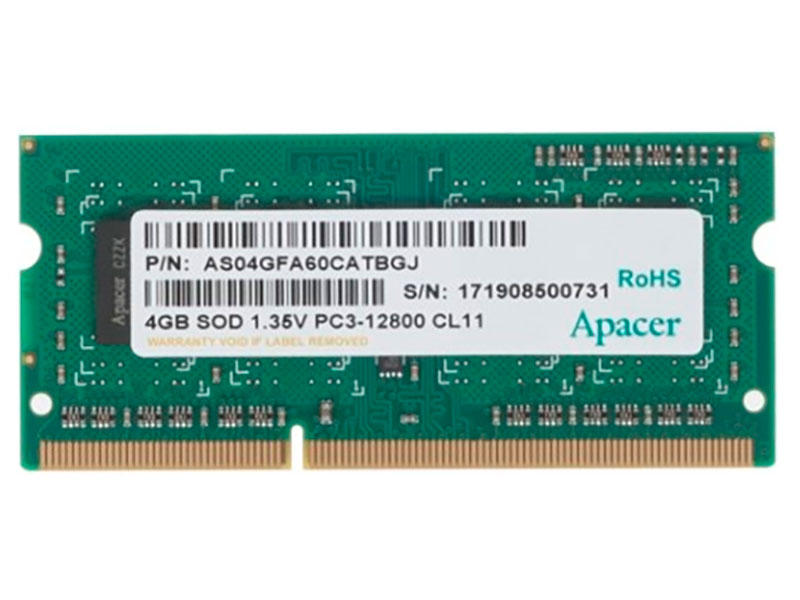 Изображение товара Оперативная память Apacer SO-DIMM DDR3L 4Gb 1600MHz (AS04GFA60CATBGJ)