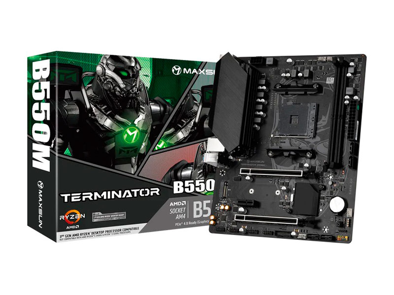 Изображение товара Материнская плата Maxsun TERMINATOR B550M AM4 MicroATX для AMD с двумя слотами DDR4 и PCIe 4.0