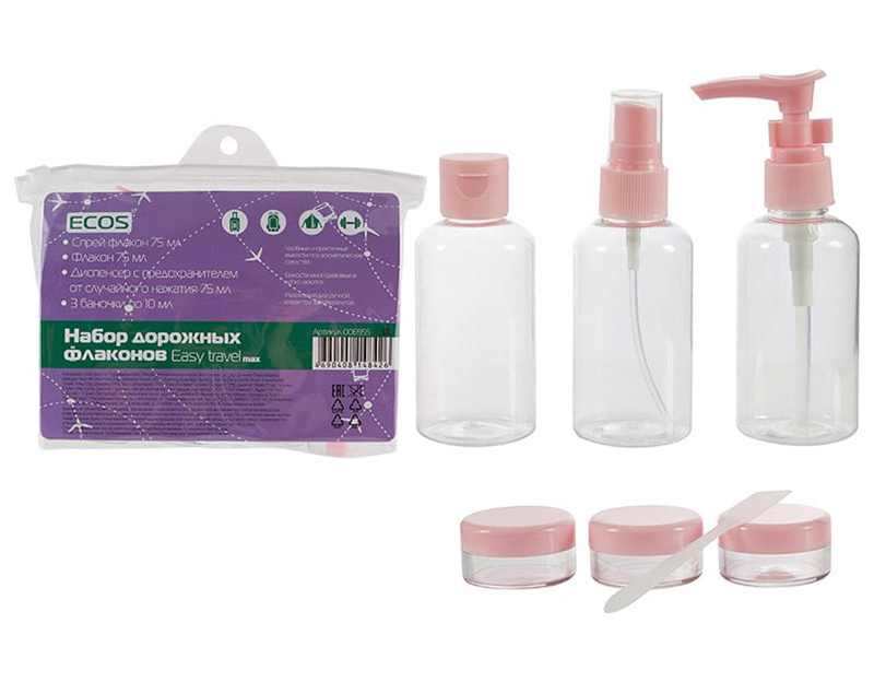 Изображение товара Набор дорожных флаконов Ecos Easy travel max 006955 для путешествий