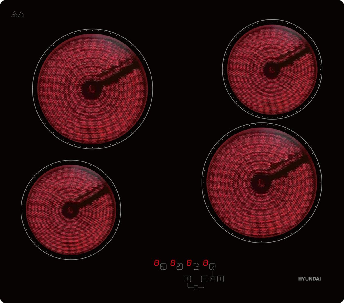 Изображение товара Электрическая варочная панель Hyundai HHE 6410 BG 4 конфорки стеклокерамика сенсорное управление