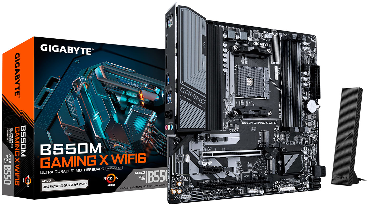 Изображение товара Материнская плата Gigabyte B550M GAMING X WIFI6 AM4 MicroATX с Wi-Fi 6 и Bluetooth