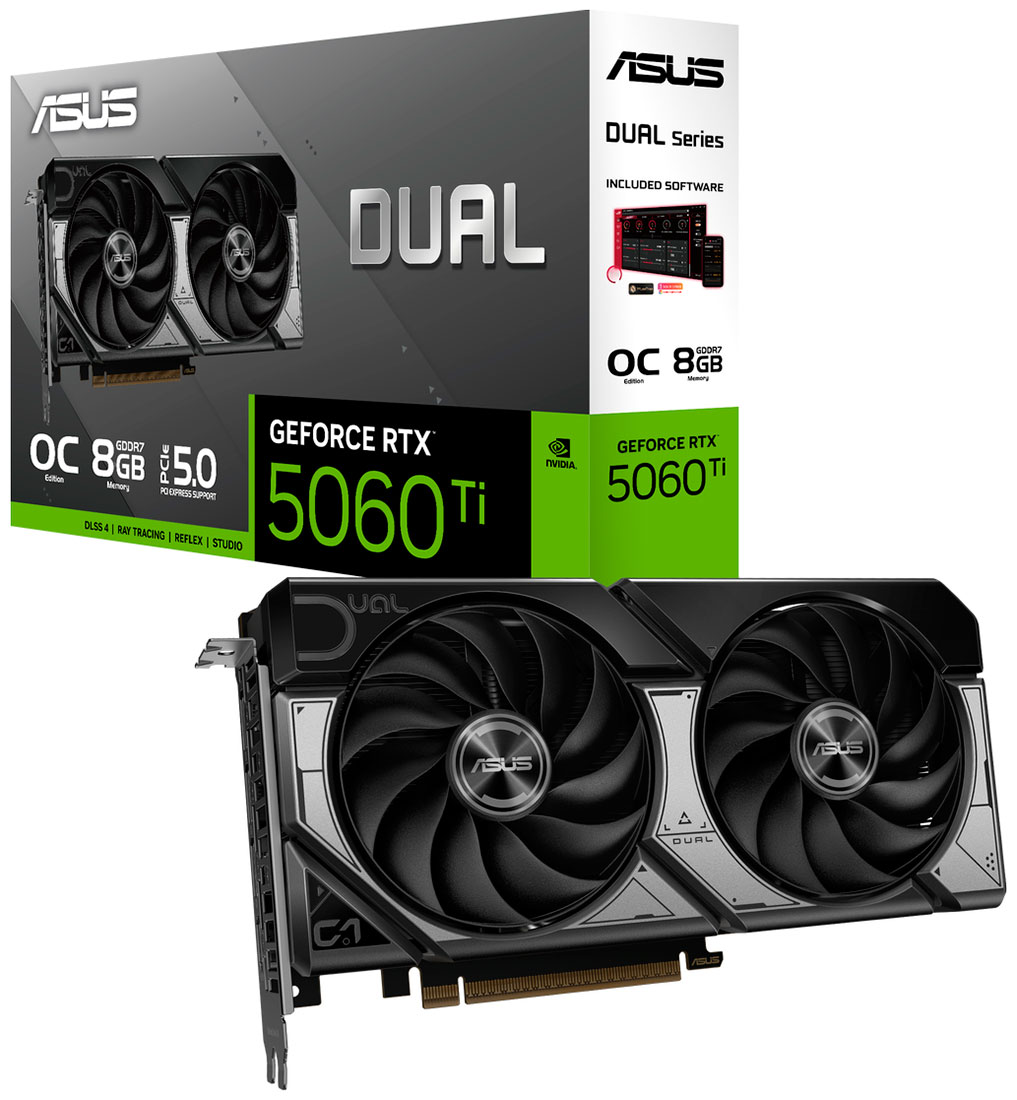 Изображение товара Видеокарта Asus GeForce RTX 5060 Ti DUAL OC 8GB (DUAL-RTX5060TI-O8G)