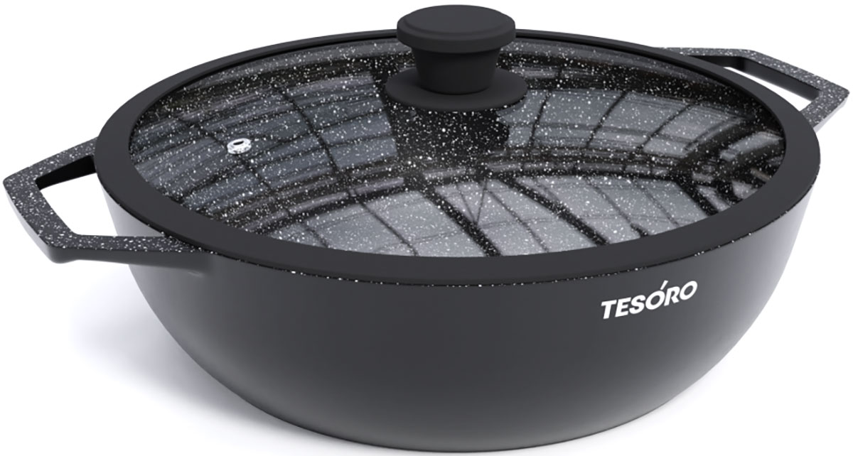 

Жаровня Tesoro Florence Induction total dark, 3 л, с крышкой с силиконовым ободом (TF6530tdi), Черный