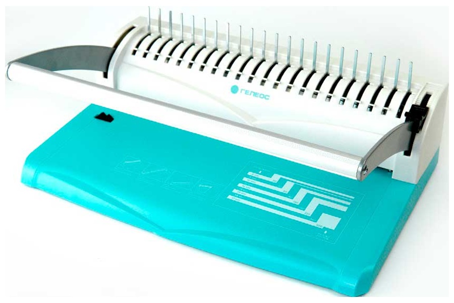 

Переплетчик Гелеос БП-13+, бирюзово-белый, на пластиковую пружину, Бирюзовый/белый