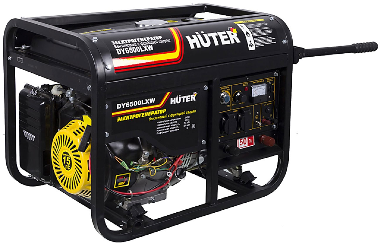 Электрический генератор и электростанция Huter DY6500LXW с колёсами и акуумулятором бензиновый huter dy6500lxw