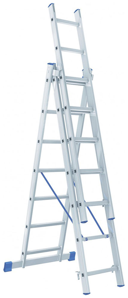 Изображение товара Лестница Сибртех 97817 Лестница, 3 х 7 ступеней, алюминиевая, трехсекционная