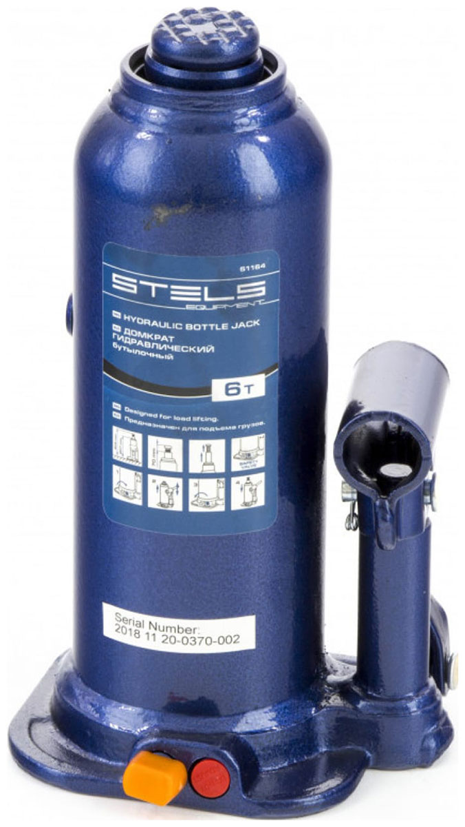 Изображение товара Домкрат гидравлический бутылочный Stels 6 т, h подъема 207-404 мм 51164