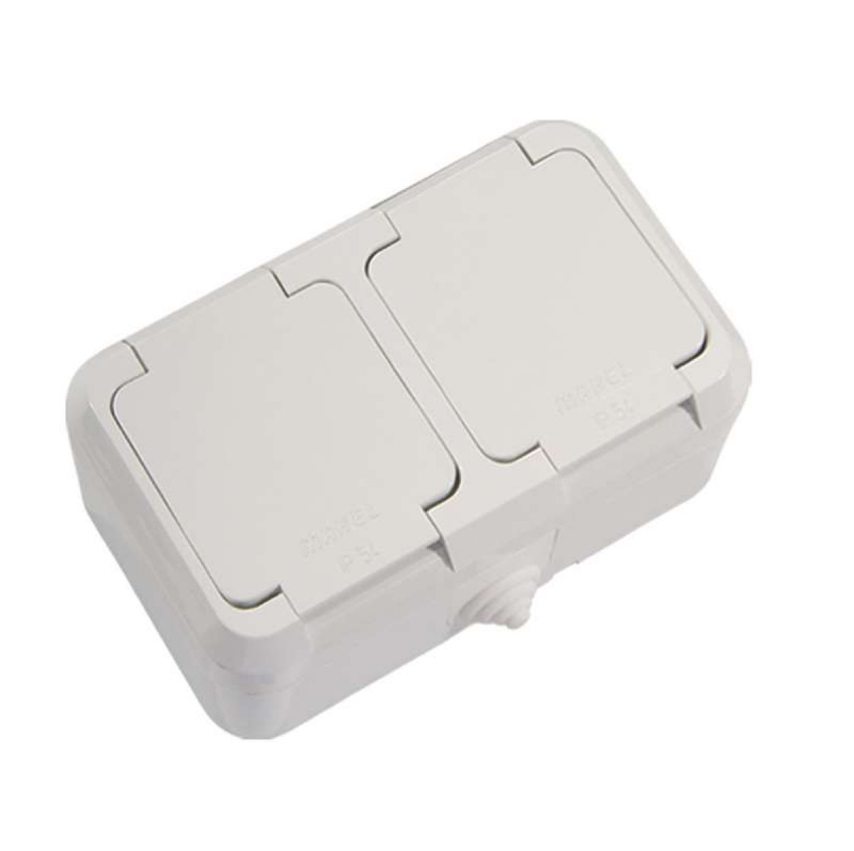 Изображение товара Розетка Makel 2-м ОП 16А IP44 с заземлением пластиковая для улицы и дома