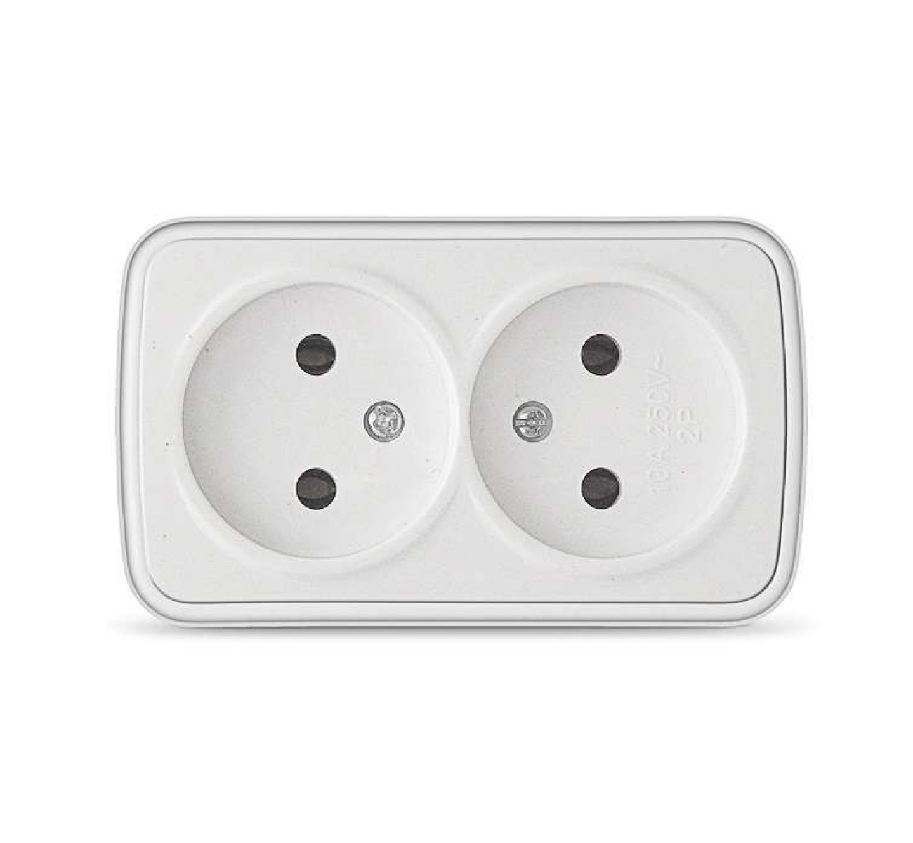 Изображение товара Розетка Союз 2-м ОП Электра 16А IP20 без заземл белая для наружной установки