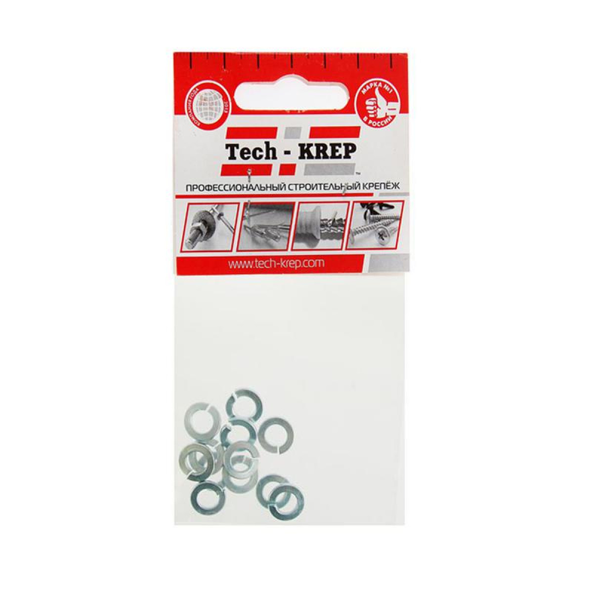 Изображение товара Изделия для электромонтажа Tech-KREP Шайба пружинная М6 цинк. DIN 127 (уп.12шт) пакет Tech-Krep