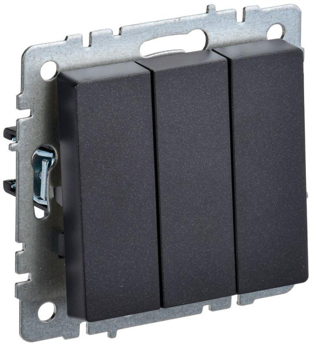 Изображение товара Выключатели, переключатели, диммеры IEK Выключатель 3-кл. СП BRITE ВС10-3-0-БрЧ 10А черн.