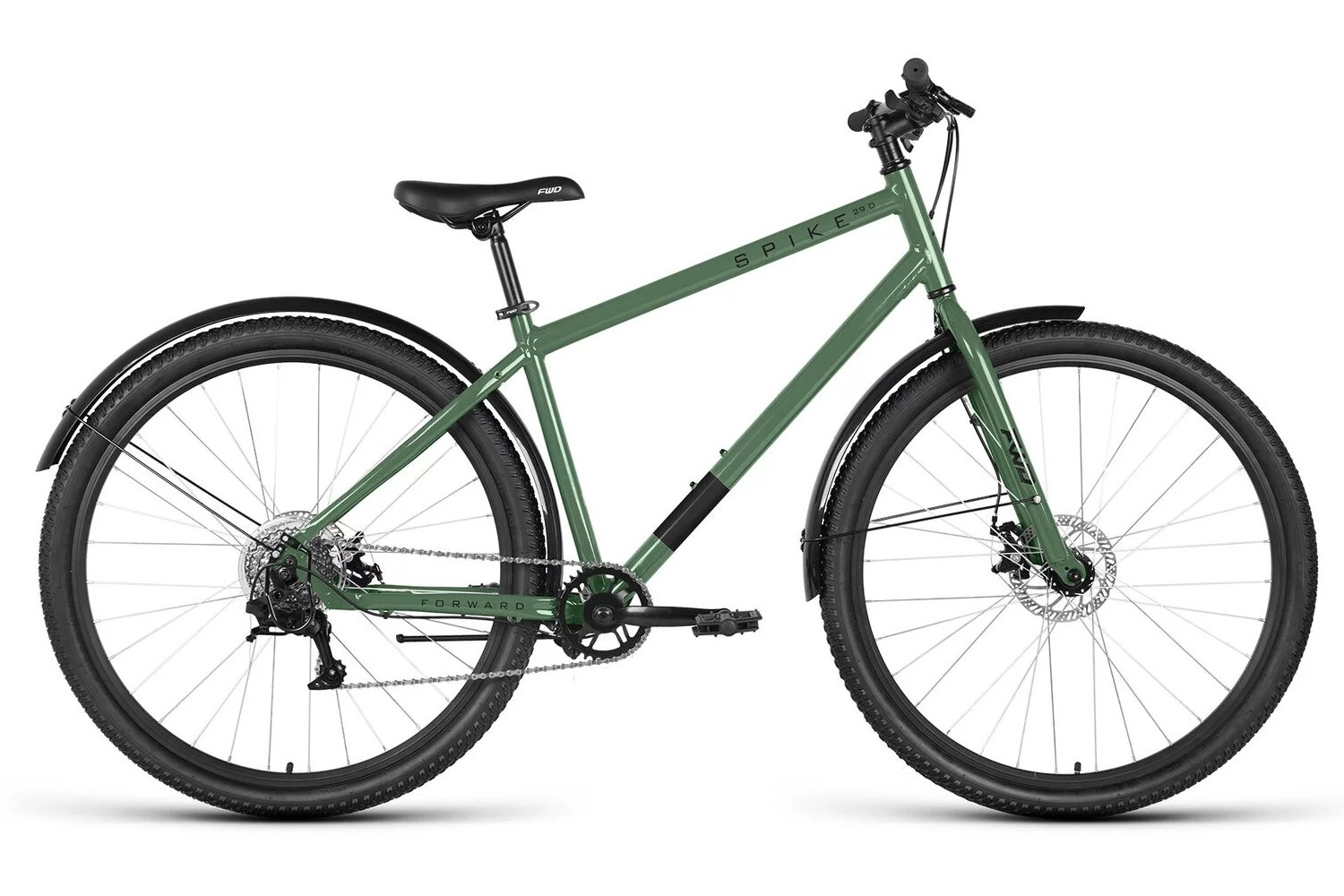 Велосипед Forward SPIKE 29 D (29 8 ск. рост. 18) 2023 зеленый/черный IB3F98135XGNXBK велосипед forward spike 29 d 29 8 ск рост 18 2023 серый серебристый ib3f98135xgyxsr