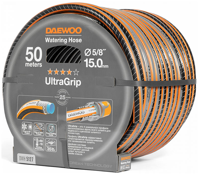 Изображение товара Шланг садовый Daewoo Power Products UltraGrip диаметром 5/8 (15мм) длина 50 метров