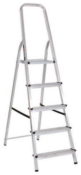 Изображение товара Стремянка Вихрь СА 1х5 73/5/1/3 алюминиевая 5 ступенек максимальная высота 3.03 м
