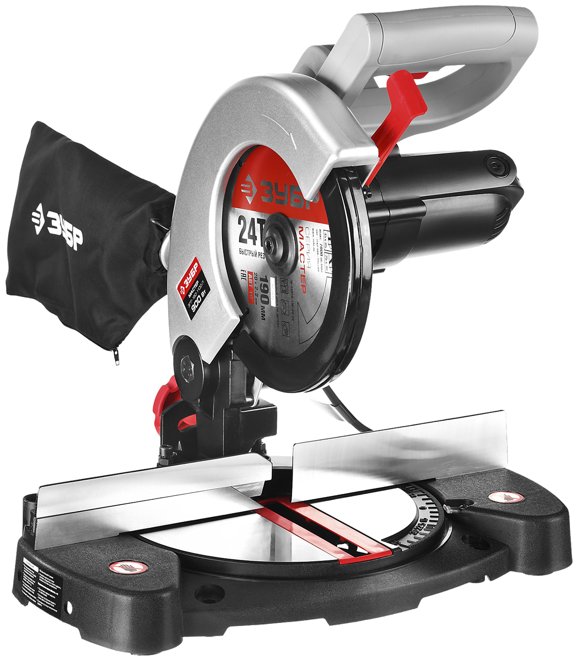 Изображение товара Торцовочная пила Зубр ЗПТ-190-1100 Л мощность 900 Вт диск 190 мм регулируемый угол