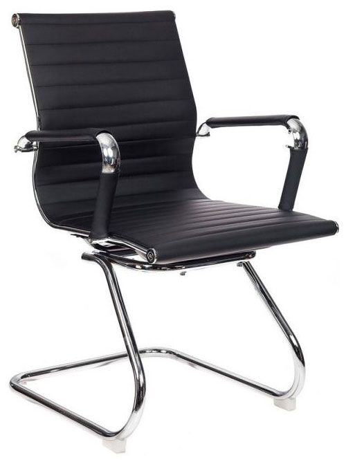 Изображение товара Кресло офисное Бюрократ CH-883-LOW-V из искусственной кожи черное низкая спинка хромированные полоз