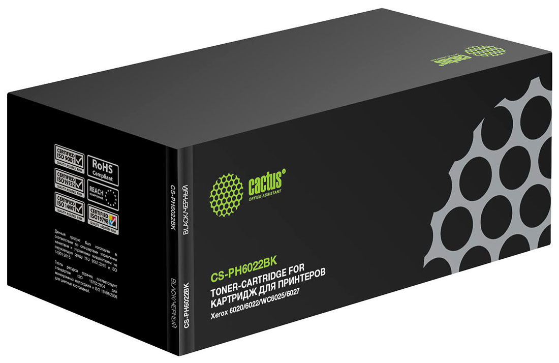 Изображение товара Картридж лазерный Cactus CS-PH6022BK, для XEROX Phaser 6020/6022/WC6025/6027, черный, ресурс 2000 страниц