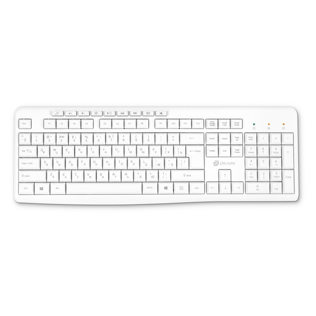 Изображение товара Клавиатура Oklick K225W белый USB беспроводная Multimedia (1875235)