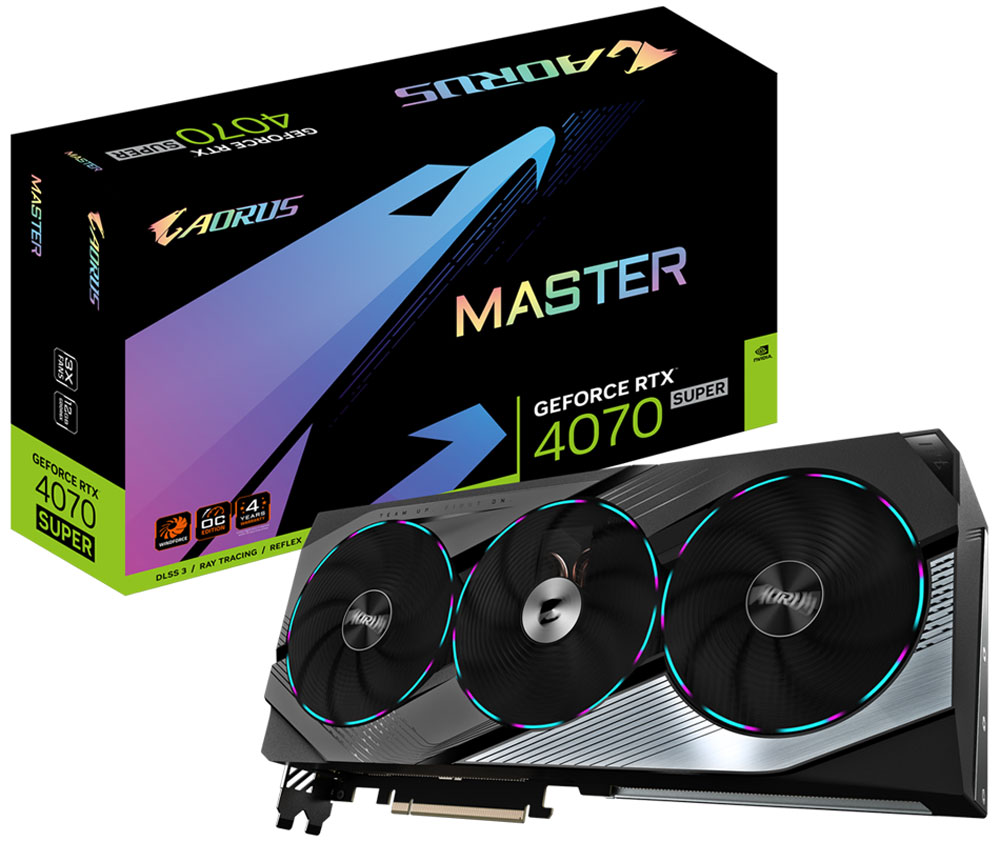 Видеокарта Gigabyte GeForce RTX4070 Super AORUS MASTER 12GB (GV-N407SAORUS M-12GD) Видеокарта Gigabyte GeForce RTX4070 Super AORUS MASTER 12GB (GV-N407SAORUS M-12GD)
