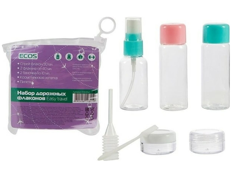 

Набор дорожных флаконов Ecos Easy travel (006954), Полупрозрачный