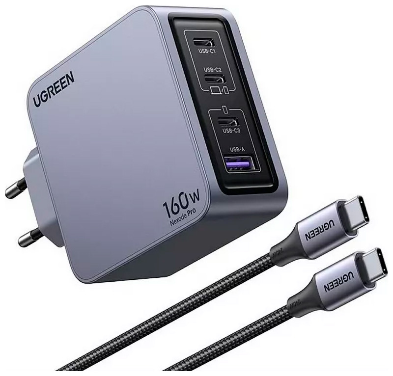 Изображение товара Зарядное устройство Ugreen X763 160W с USB-C и USB-A, GaN Fast Charger