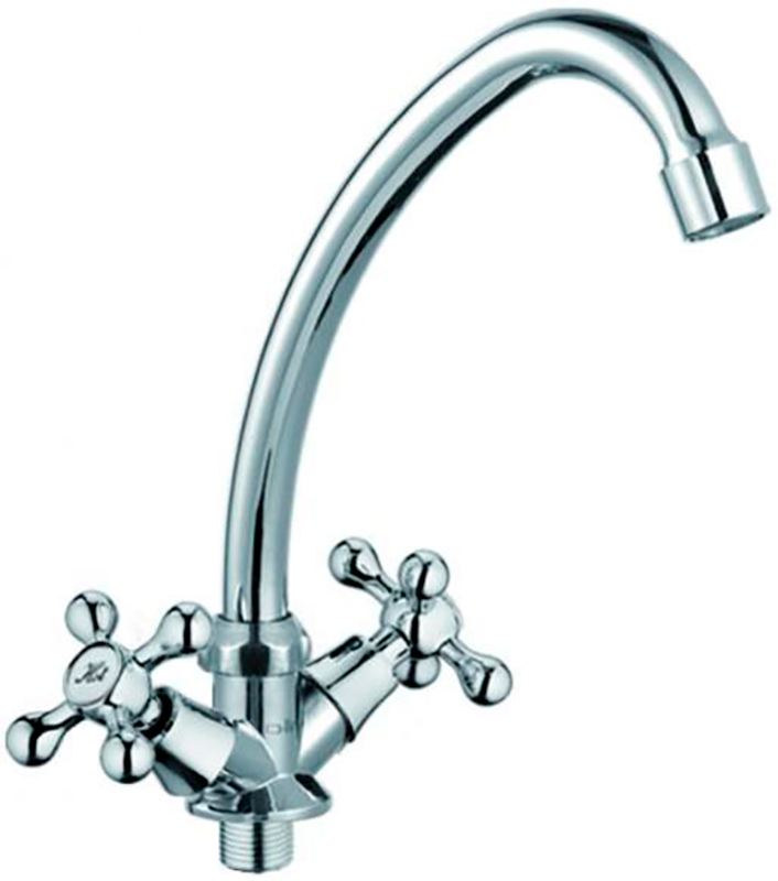 Изображение товара Кухонный смеситель D-Lin хром двухвентильный для кухни с поворотным изливом