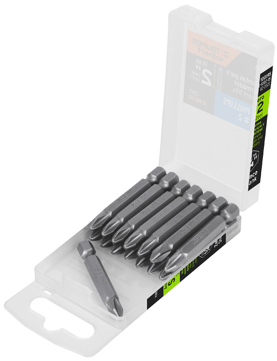 Изображение товара Набор бит Truper Phillips PH2 50 мм 15 штук