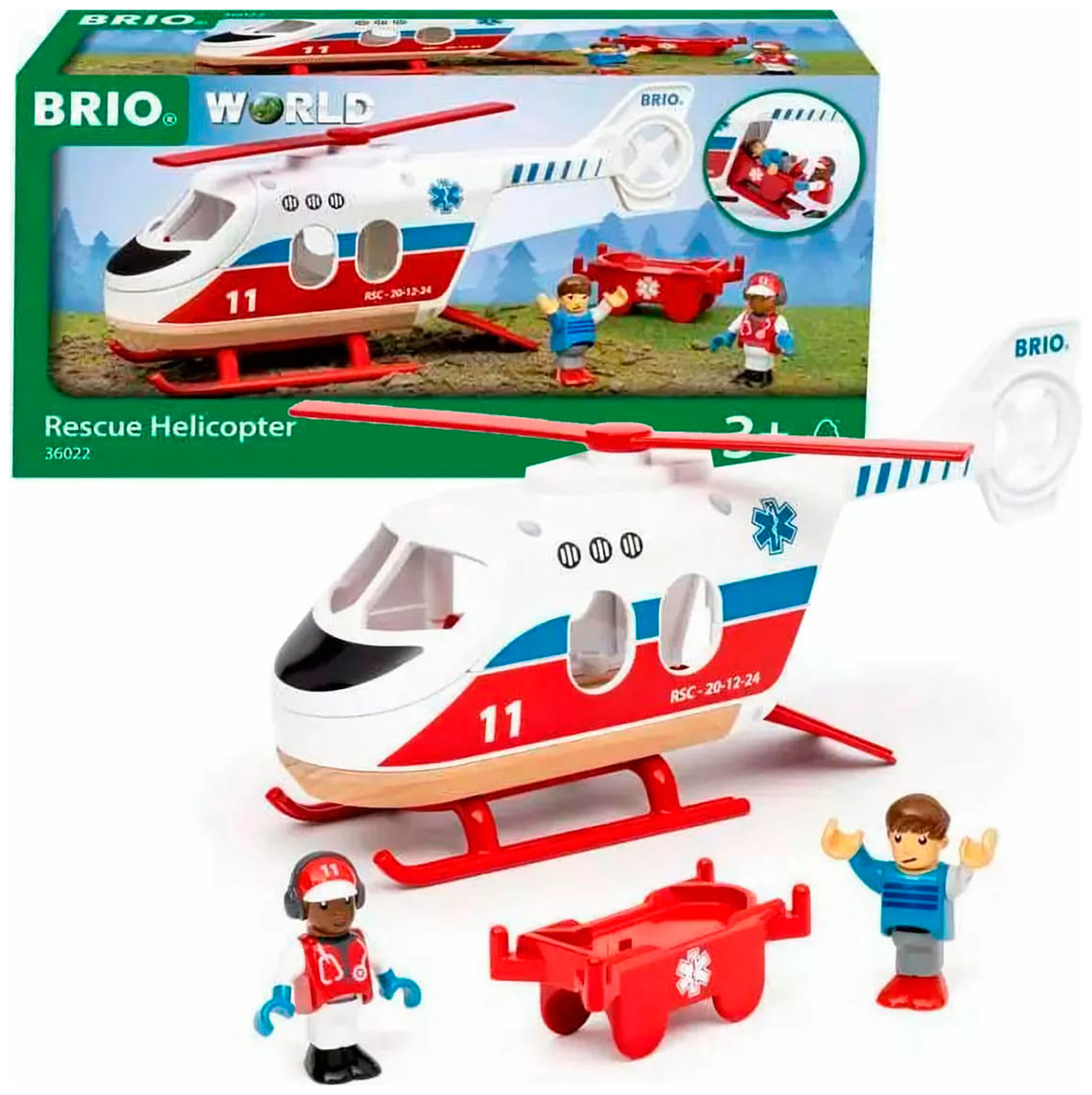 Игровой набор Brio Вертолет спасательный, 4 элемента 36022 Игровой набор Brio Вертолет спасательный, 4 элемента 36022