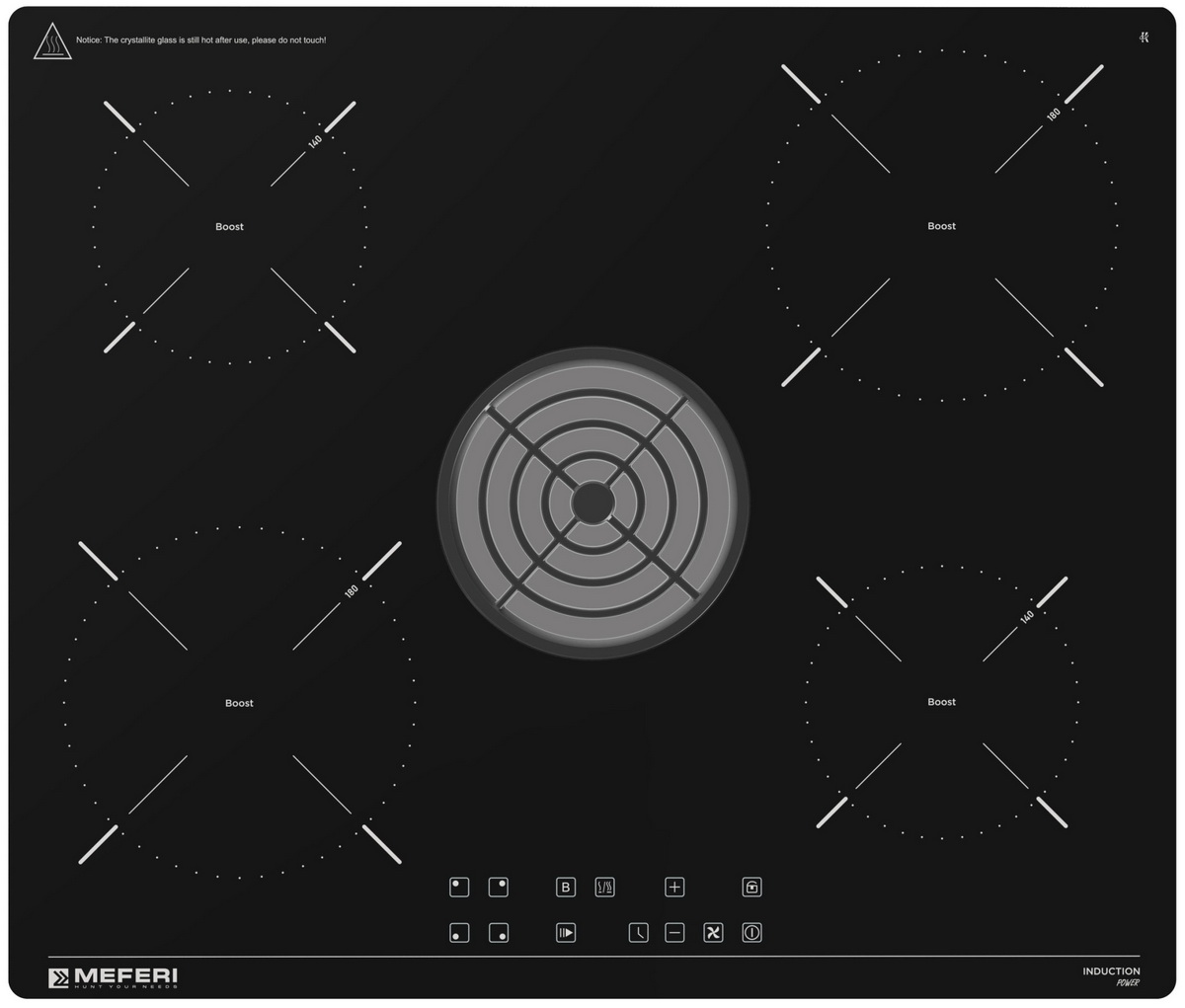 

Индукционная варочная панель со встроенной вытяжкой Meferi XSMART60BK POWER, Черный