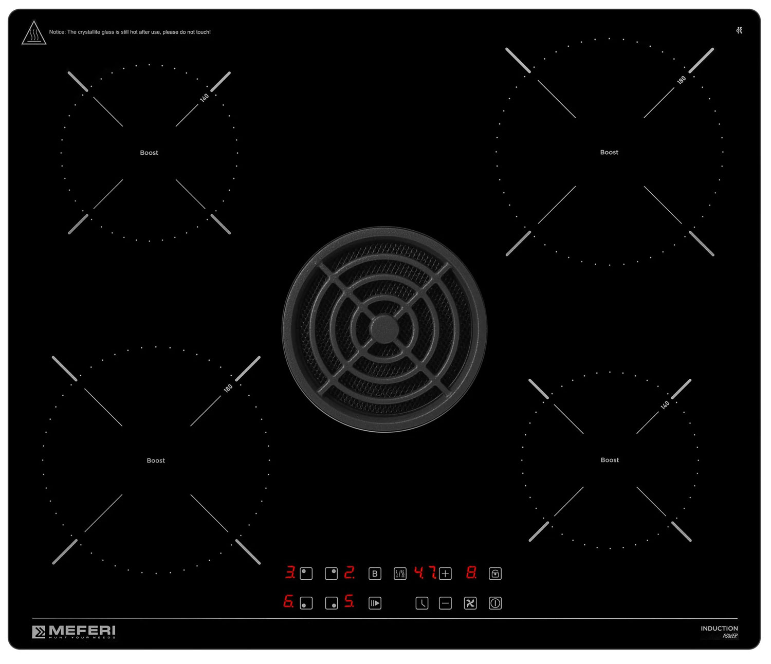 Изображение товара Индукционная варочная панель со встроенной вытяжкой Meferi XSMART60BK POWER 4 конфорки