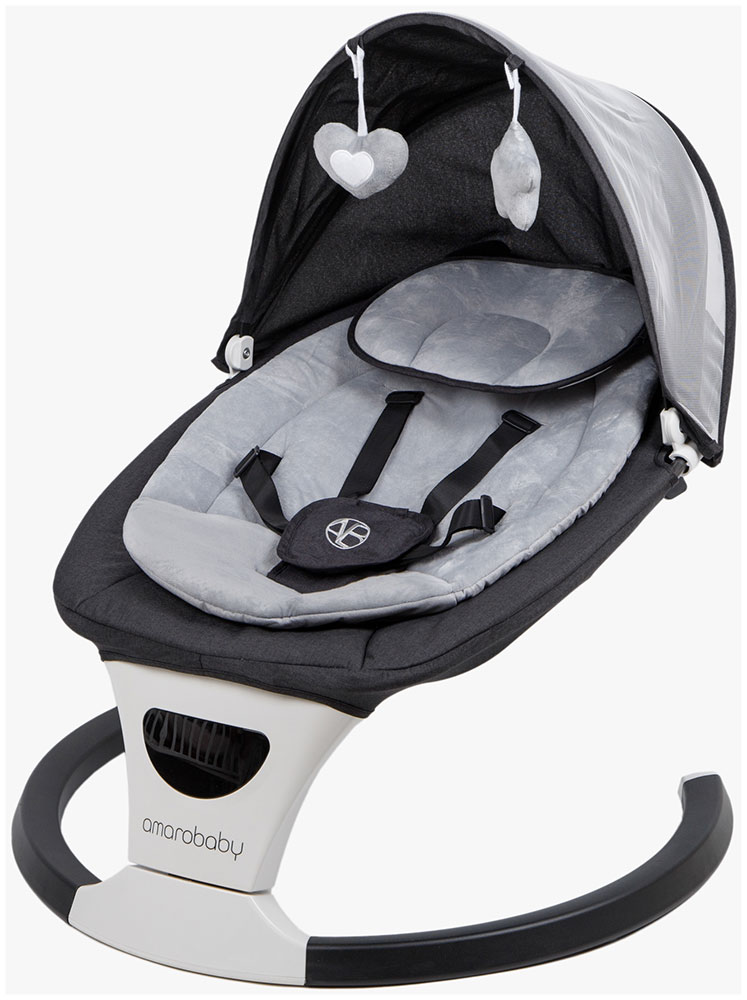 Изображение товара Электронные детские качели Amarobaby Teddy swing черные с функциями Bluetooth и таймером