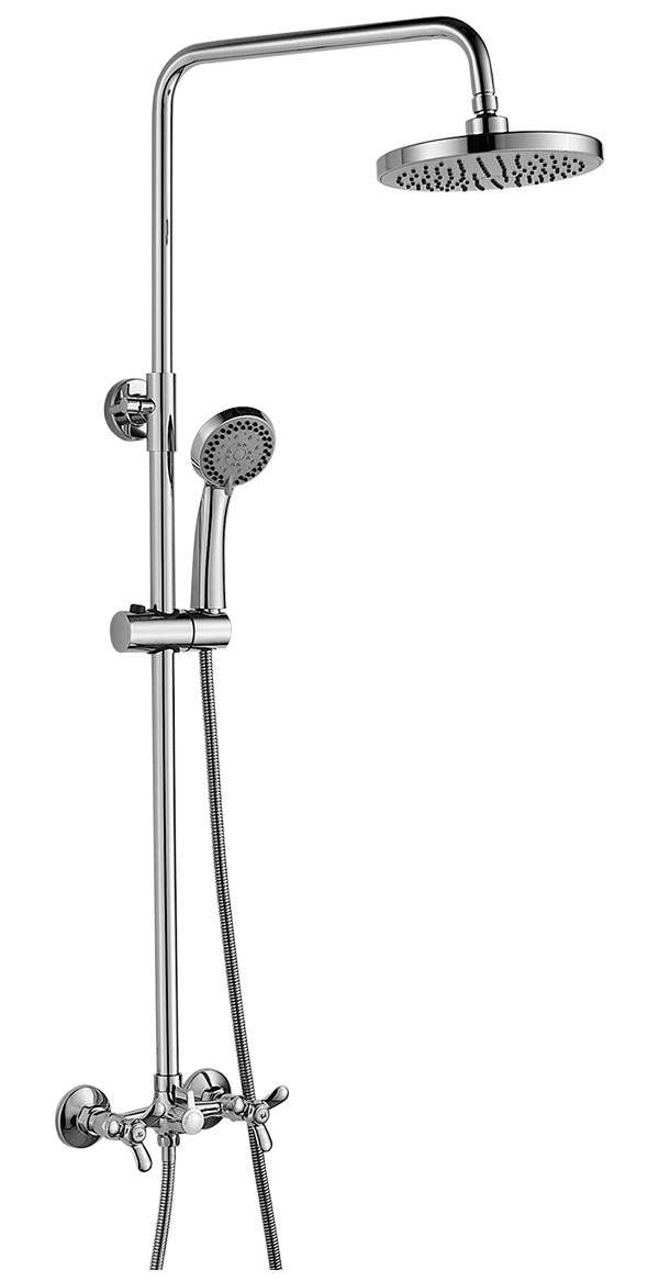 Изображение товара Душевая система Rossinka с верхним душем хром 200 мм керамическая кран-букса