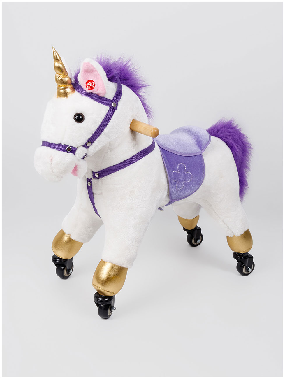 Изображение товара Каталка Amarobaby Лошадка (Funny Horse) на колесах, белый/фиолетовый, 60х29х57 см