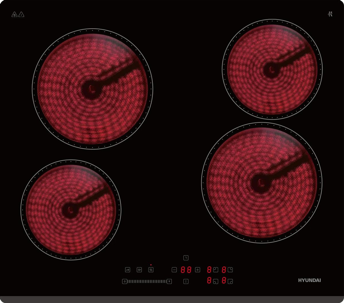 Изображение товара Электрическая варочная панель Hyundai HHE 6451 BG стеклокерамика 4 конфорки