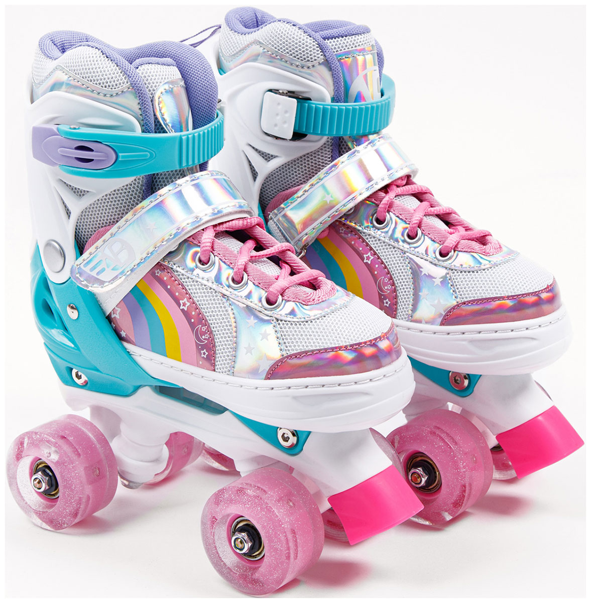 Изображение товара Детские роликовые коньки Amarobaby Disco, раздвижные со светящимися колесами, розовые, размер 34-37 (AMARO-35Di-Pi-34)