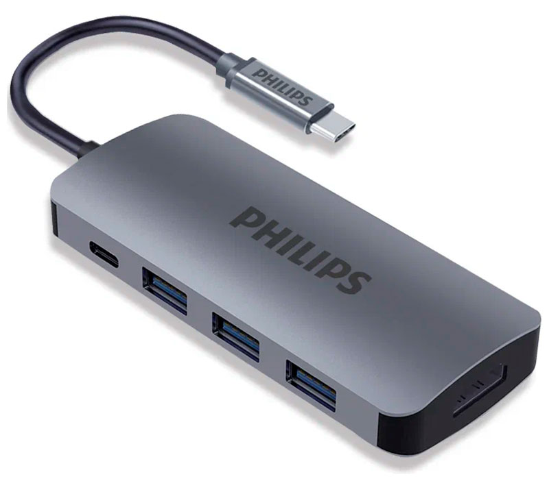 Изображение товара Хаб Philips USB С - HDMI+USB A+USB C, 5в1, длина кабеля 10см
