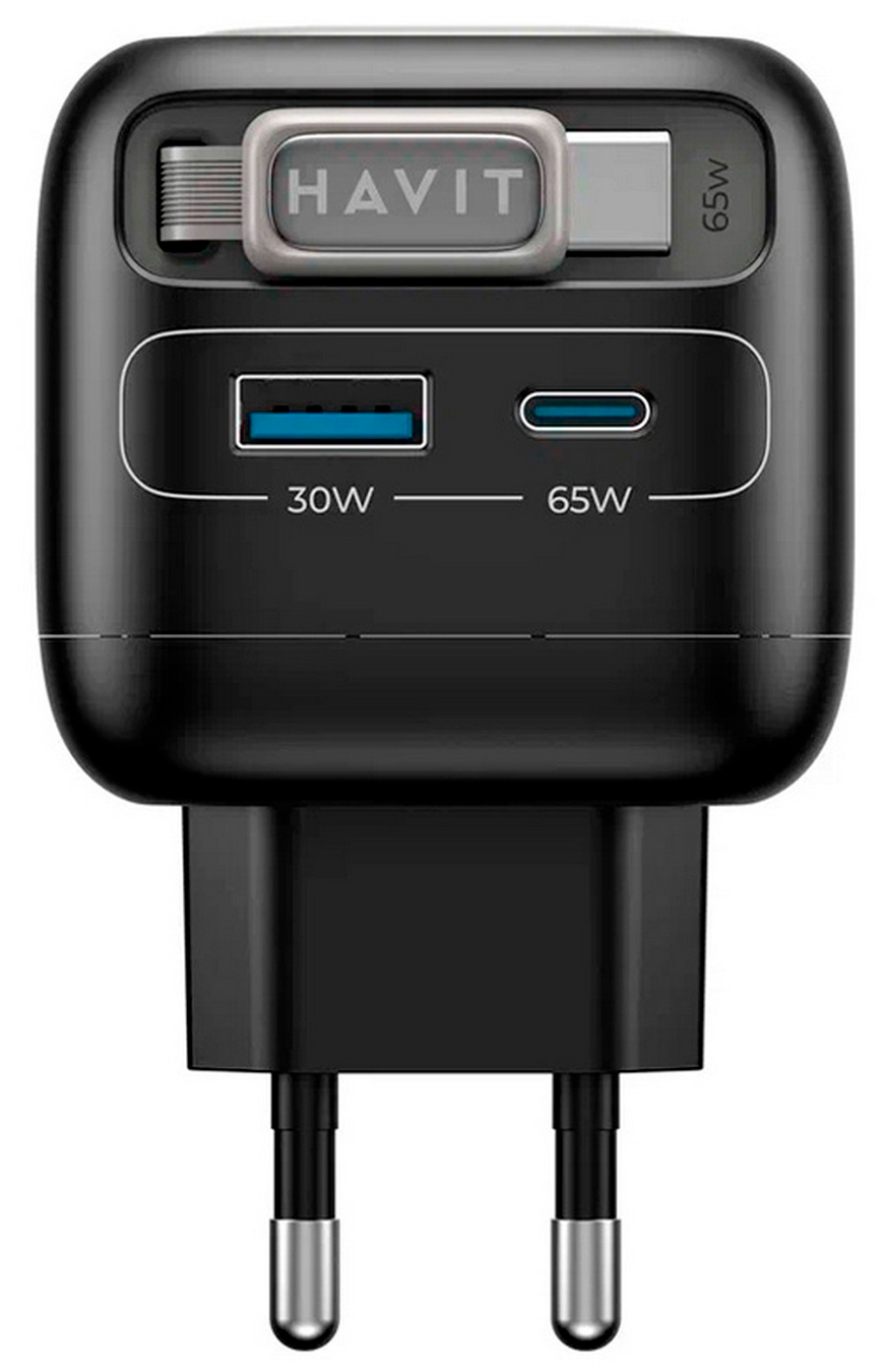 Изображение товара Havit UC253 EU Черное сетевое зарядное устройство с USB Type-C и USB Type-A 65 Вт