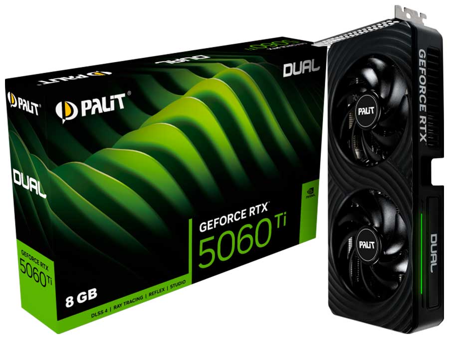 Изображение товара Видеокарта Palit GeForce RTX 5060Ti DUAL 8GB (NE7506T019P1-GB2062D)