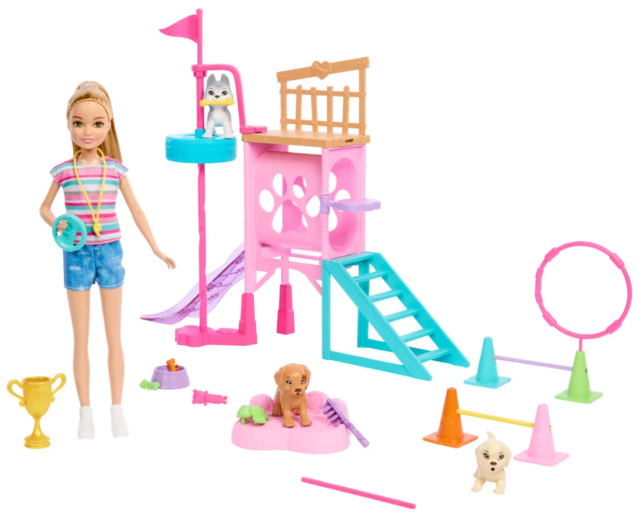 Изображение товара Кукла Barbie Стейси и игровая площадка для щенков (HRM10)