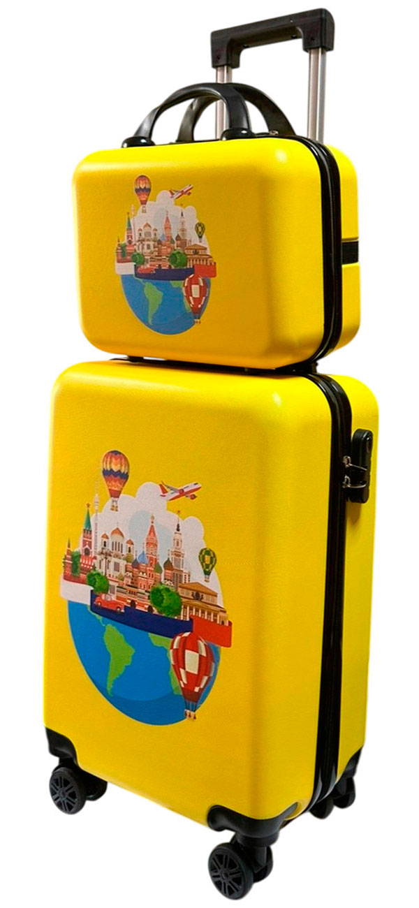 Изображение товара Дорожный комплект Lats чемодан и сумка ручной клади для девочек желтый Москва