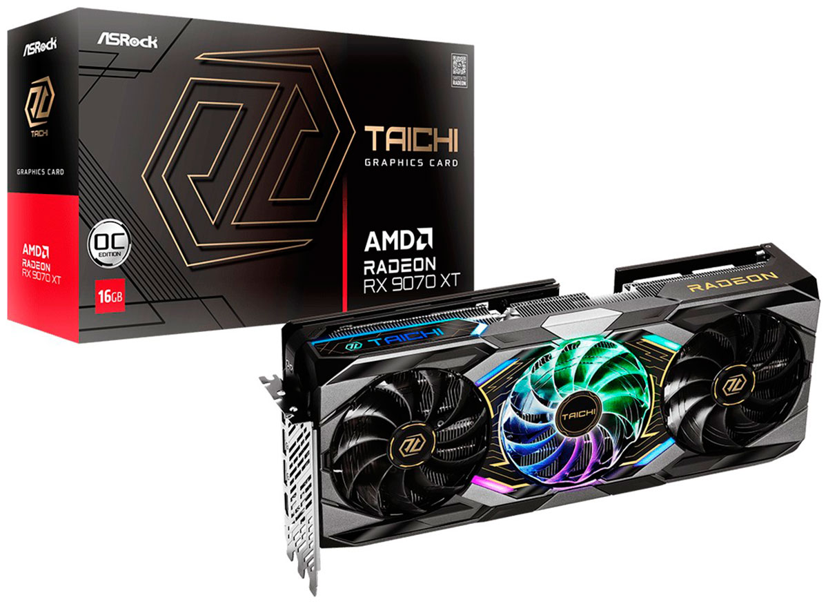 Изображение товара Видеокарта Asrock Radeon RX 9070 XT Taichi OC 16GB