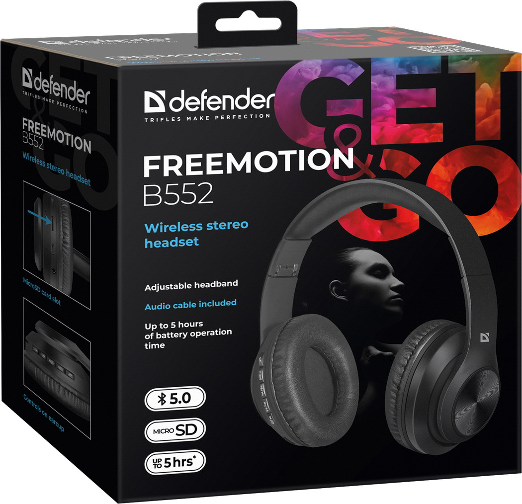 Накладные наушники Defender FreeMotion B552 черный Bluetooth (63552) |  AliExpress