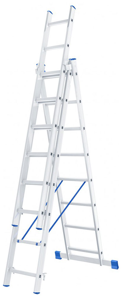 Изображение товара Лестница Сибртех 97818 Лестница, 3 х 8 ступеней, алюминиевая, трехсекционная