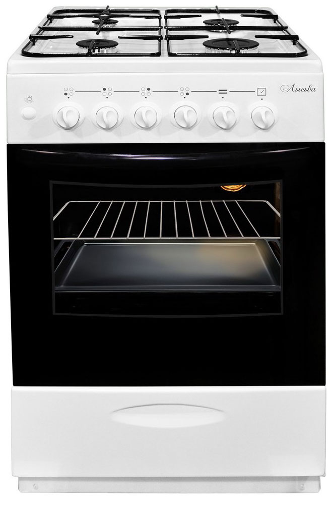 

Газовая плита Лысьва ГП 40р0 МС-2у белая, без крышки, Белый