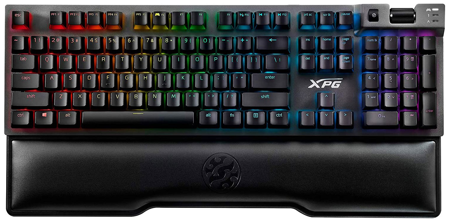 Игровая клавиатура XPG SUMMONER (Cherry MX blue switches, USB, алюминиевая рама, RGB подсветка, подставка под запястья, USB порт) клавиатура xpg mage игровая для pc