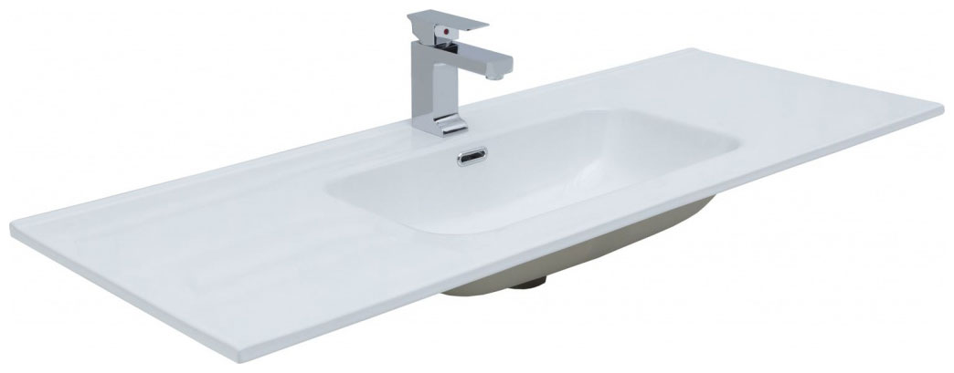 Изображение товара Раковина Aquanet Flat 120 белая для ванной комнаты с монтажом на тумбу