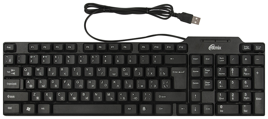 Проводная клавиатура Ritmix RKB-111 проводная клавиатура ritmix плоская rkb 400 grey